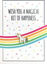 Verjaardagskaart met Eenhoorn Broche en Envelop| Wenskaart met Unicorn Pin |Klein Cadeautje | Eenhoorn Kaart voor Meisjes en Kinderen | Wish You a Magical Bit of Happiness