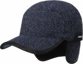 Stetson baseball cap wollen winterpet met oorwarmers kleur blauw maat M