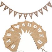 Jute Vlaggenlijn Baby Shower - Slinger - Vlag - Raam | Kraamfeest - Kraamtijd - Vintage - Geboorte - Feest - Babyshower - Event - Party - Tuin - Decoratie - Babykamer - Kinderkamer | Natuurlijk materiaal – Linnen | DH Collection