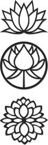 Hout-Kado - Lotus Bloemen Set - Large - Zwart - Geometrische dieren en vormen - Hout - Lasergesneden- Wanddecoratie