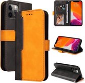 Zakelijke stiksels-kleur horizontale flip PU lederen tas met houder & kaartsleuven & fotolijst voor iPhone 12 Pro Max (oranje)