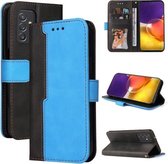 Voor Samsung Galaxy A82 5G Zakelijke Stiksels-Kleur Horizontale Flip PU Lederen Case met Houder & Kaartsleuven & Fotolijst (Blauw)