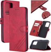 Voor Samsung Galaxy Note20 Ultra Stiksels Stijl 2-Kleur Koe Textuur Horizontale Flip PU Lederen Case met Houder & Kaartsleuf & Lanyard (Rood)