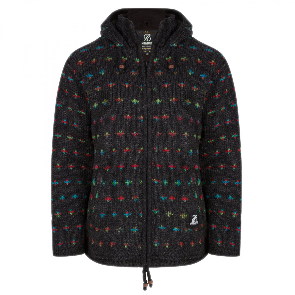 Gebreid Wollen Dames Vest van Schapenwol met Polyester Fleece voering en vaste capuchon met binnenkraag SHAKALOHA W Flake Antramulti