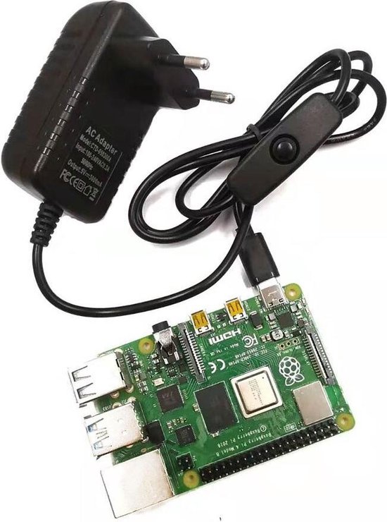 Raspberry Pi 4 Type C Voeding 5V 3A - Power Adapter met Aan/Uit Schakelaar  - Oplader... | bol.com