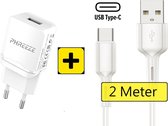 Oplaadstekker voor Samsung met USB-C Kabel | 2 Meter | USB Power oplader met USB-C Kabel |  Samsung S21 / S20 - Samsung Tab - USB Samsung Fast Charge |Snellader Samsung S21 Ultra /