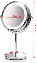 CM 840 Ronde Make-Up Spiegel - Met LED-Verlichting En 5x Vergroting - Met 360° Draaifunctie, Zilver, 20.5 x 13.5 x 31.5 cm