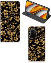 Bookcase Cadeau voor Oma Xiaomi Mi 11i | Poco F3 Telefoonhoesje Gouden Bloemen