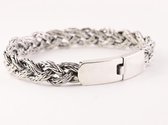 Zware gevlochten zilveren armband met kliksluiting - pols 18.5 cm