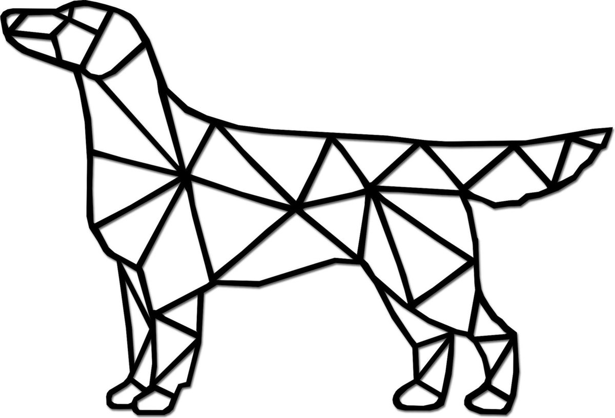 Hout-Kado - Flatcoated retriever - Large - Zwart - Geometrische dieren en vormen - Hout - Lasergesneden- Wanddecoratie