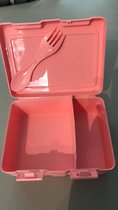 roze  kinder lunchbox kid met clip vork/lepel prinses eenhoorn