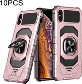 10 PCS Union Armor Magnetic PC + TPU Shockproof Case met 360 Graden Rotatie Ring Houder Voor iPhone XR (Rose Gold)