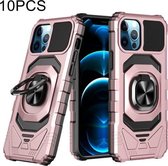 10 PCS Union Armor Magnetic PC + TPU Shockproof Case met 360 Graden Rotatie Ring Houder Voor iPhone 11 Pro (Rose Gold)