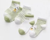 5 paar New born Baby sokken - set babysokjes - 0-6 maanden - groene babysokken - konijn - multipack - dierensokken