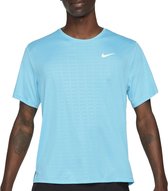 Nike Miler Run Division Sportshirt - Maat M  - Mannen - lichtblauw