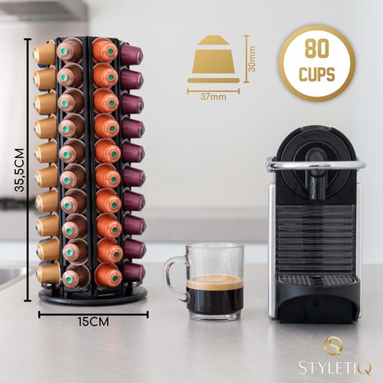 Bijna dood erfgoed Verhoogd Capsulehouder voor 80 Nespresso Koffiecups - Nespresso Cups - Koffiecups  Houder - 360º... | bol.com
