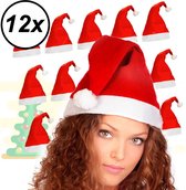 12 Stuks - Kerstmuts - Kerstmuts Volwassenen - Rood met Witte rand Kerst muts - Kerstmutsen voor Volwassenen - Man - Vrouw