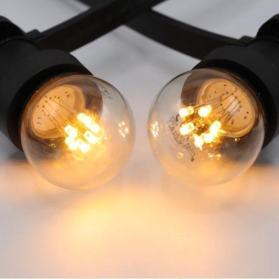 Prikkabel set met LED lampen, 10 meter met 10 fittingen - 0,7 watt lampen (2000K)