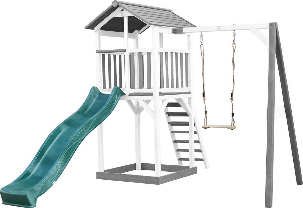 Axi Beach Tower Speeltoestel Van Hout In Grijs En Wit Speeltoren Met Zandbak
