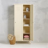 Lockerkast metaal I Locker kledingkast I Links hangruimte & 1 plank, Rechts 4 legplanken I Beige I Vintage, retro, industrieel I VLS-301 I Steelux
