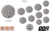 Grijs Ronde Gehaakte DIY Houten Kralen 20mm met 4mm gaatje - Houten Gehaakte Kralen - Rijgkralen – Kralen rijgen - Hobby Kralen – DIY Gehaakte Kralen – 20mm Grey Hemu Wood Crochet