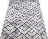 Modern Tapijt Met Marmer Triple Square Design Grijs-Brons kleuren