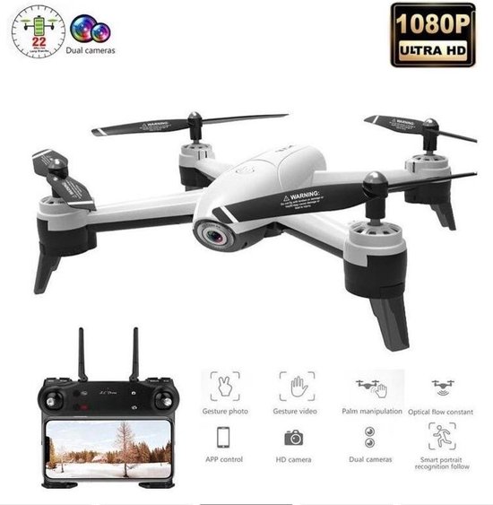 LUXWALLET SG-ProX - 2x Camera - 1080P Camera Drone - Beginner Drone - App Control - Volg Functie - Geen vliegbewijs nodig - 2x Accu - Wit
