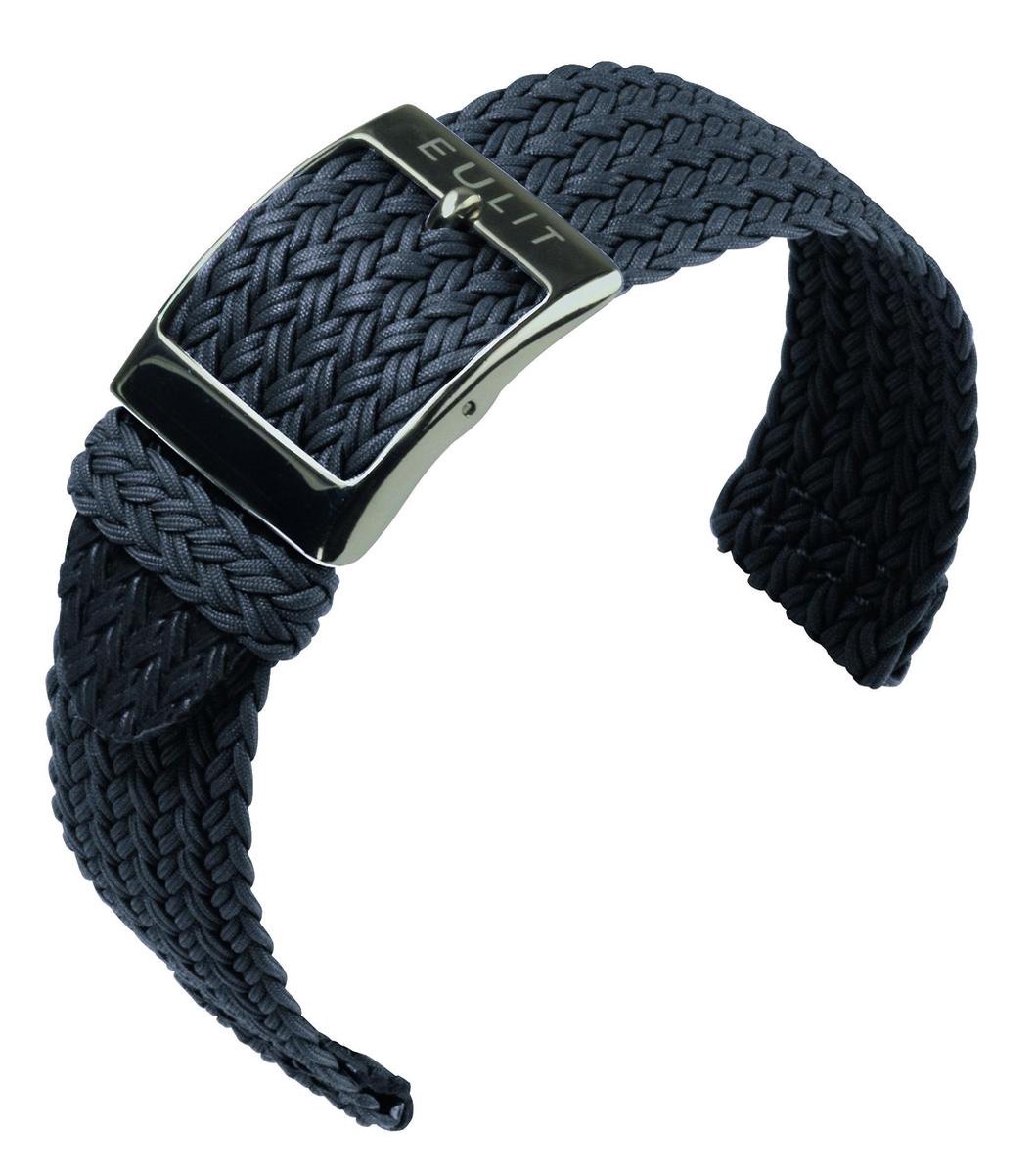 EULIT horlogeband - perlon - 22 mm - grijs - metalen gesp