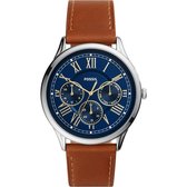 Fossil Pierce FS5703 Horloge - Leer - Bruin - Ø 44 mm