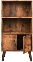 Segenn's Boekenrek - Boekenkast - Opbergerkast - boekenkast met 2 planken en kastdeuren -  woonkamerkast - retro meubels voor woonkamer - opberger voor boeken - Bruin - Vinatge