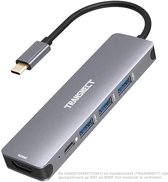 Transnect - 5 in 1 - USB C Hub - met 4K HDMI poort - 3 x usb3.0 poorten - 1x type C poort - Aluminium