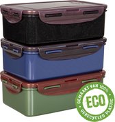 Conteneurs frais Lock&Lock ECO | Boîtes de conservation alimentaire - 1 litre - Durable - Zéro déchet - 100% plastique recyclé - Set de 3 pièces