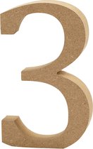 Nummer. 3. H: 8 cm. 1.5 cm. mdf - 1 st