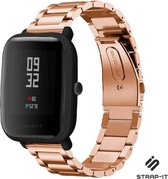 Stalen Smartwatch bandje - Geschikt voor  Xiaomi Amazfit Bip stalen band - rosé goud - Strap-it Horlogeband / Polsband / Armband