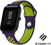 Siliconen Smartwatch bandje - Geschikt voor  Xiaomi Amazfit Bip sport band - paars/geel - Strap-it Horlogeband / Polsband / Armband