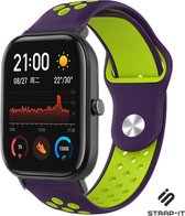 Siliconen Smartwatch bandje - Geschikt voor  Xiaomi Amazfit GTS sport band - paars/geel - Strap-it Horlogeband / Polsband / Armband