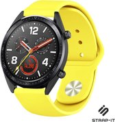 Siliconen Smartwatch bandje - Geschikt voor  Huawei Watch GT sport band - geel - 42mm - Strap-it Horlogeband / Polsband / Armband