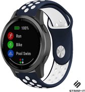 Strap-it Sport siliconen bandje - geschikt voor Garmin Vivoactive 4 45mm / Garmin Venu 2 - blauw/wit