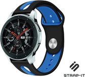 Siliconen Smartwatch bandje - Geschikt voor  Samsung Galaxy Watch duo sport band 45mm / 46mm - zwart/blauw - Strap-it Horlogeband / Polsband / Armband