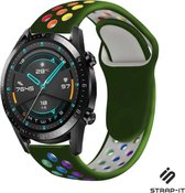 Siliconen Smartwatch bandje - Geschikt voor  Huawei Watch GT sport band - kleurrijk legergroen - 46mm - Strap-it Horlogeband / Polsband / Armband