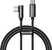Baseus Legend Series USB-C naar USB-C 90 Graden Haakse Kabel 100W Zwart 1M geschikt voor o.a. Samsung, iPhone, iPad, Xiaomi, Oppo, OnePlus, Huawei, Sony en andere USB-C devices