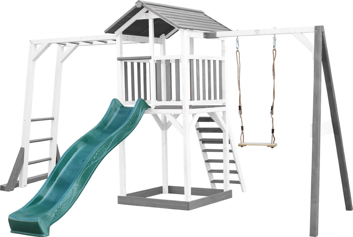 Axi Beach Tower Speeltoestel Van Hout In Grijs En Wit Speeltoren Met Zandbak