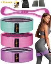 RP® 3x Resistance Band Set Incl Siliconen Weerstandsband Knie Pads & E-Book - Weerstandsbanden  - Fitness Elastiek - Booty Band