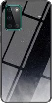 Voor OnePlus 8T Sterrenhemel Geschilderd Gehard Glas TPU Schokbestendig Beschermhoes (Star Crescent Moon)