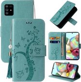 Voor Samsung Galaxy Note10 Lite/A81 Reliëf Lucky Tree Horizontale Flip Lederen Case met Houder & Kaartsleuf & Portemonnee & Lanyard (Groen)