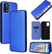 Voor UMIDIGI A11 Koolstofvezel Textuur Magnetische Horizontale Flip TPU + PC + PU Lederen Case met Kaartsleuf (Blauw)