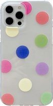 Colorfu Dot Pattern TPU Straight Edge Shockproof Case voor iPhone 12/12 Pro (Rood Groen Geel)