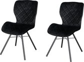 Marieke velvet stoel - Velvet - Zwart - Set van 2
