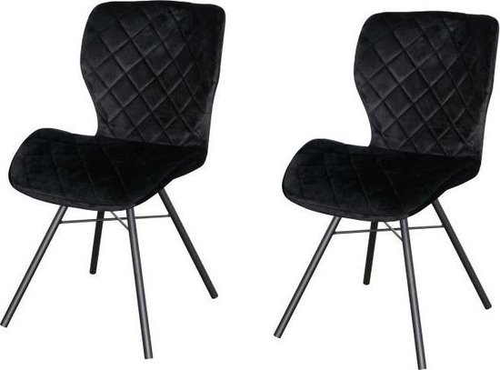 Marieke velvet stoel - Velvet - Zwart - Set van 2 | bol.com