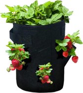 Aardbeienzak - Zwart - Ø30x35cm - 27 liter - 6 extra gaten rondom - Ruimte voor 10 aardbeienplanten - Kweekzak voor aardbeien